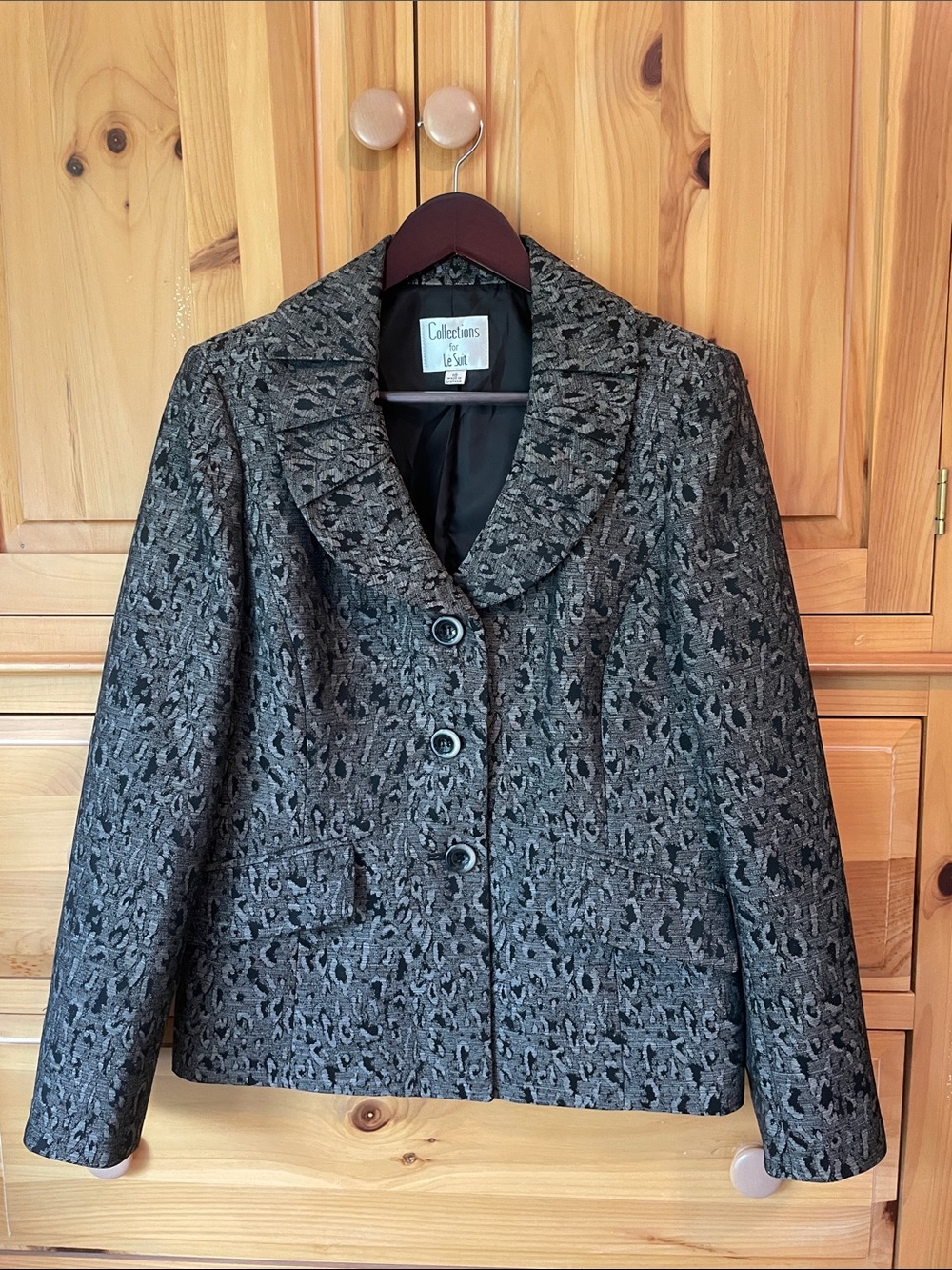 Le Suit Brown and tan Textured Blazer